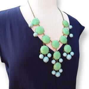 Mint green and aqua dazzling statement necklace, bib necklace